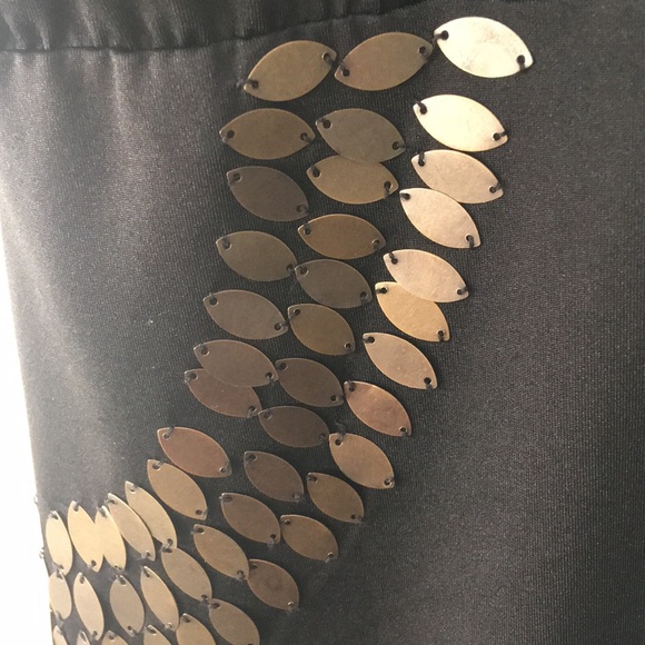 Retro Black Mini Dress with Brass Embellishments - Picture 8 of 8